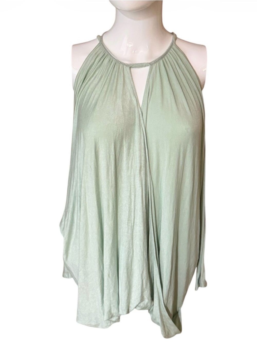 Jennifer Lopez Light Mint Halter Keyhole Blouse